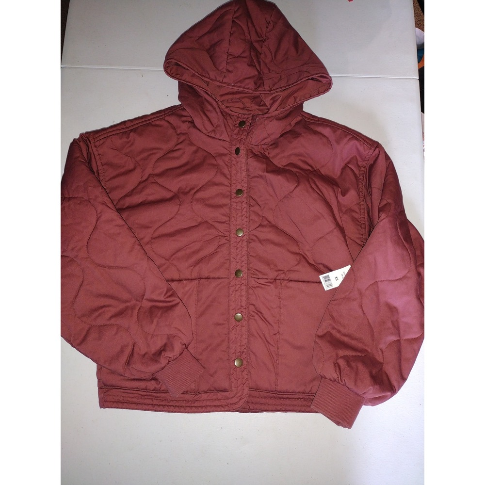 DIP Quilted Hooded Jacket XS Snap‎ Front Pockets Casual Lightweight Coat